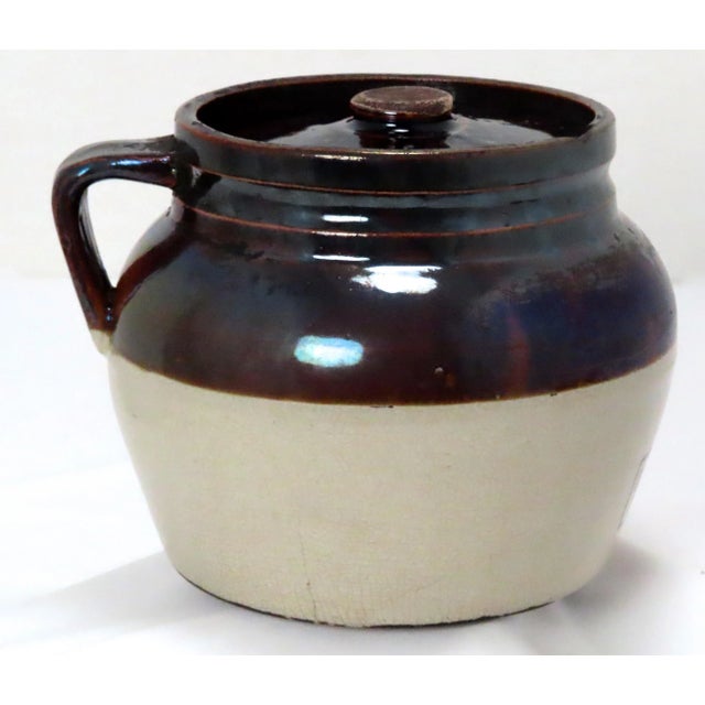 American Antique American Stoneware Boston Baked Beans Cooking Pot From Portland Maine For Sale - Image 3 of 13