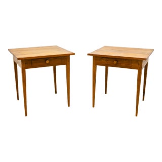 Vintage 20th Century Solid Pine Rustic Style End Side Tables - Pair For Sale