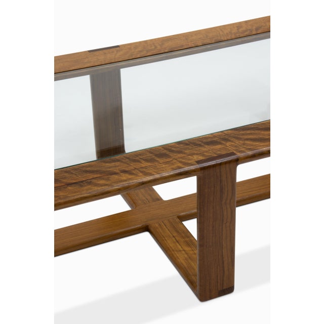 Mid 20th Century Vintage Solid Shedua and Glass Coffee Table by Gerald McCabe For Sale - Image 5 of 7