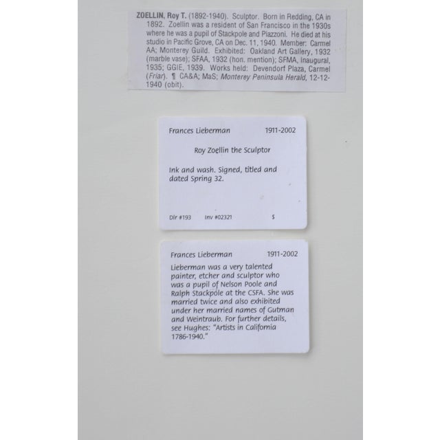 Frances Liberman "Roy Zoelin the Sculpture" Drawing For Sale - Image 9 of 9