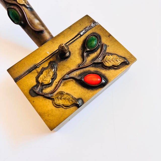 Late 20th Century Cloisonne Brass Box With Handle For Sale - Image 5 of 11