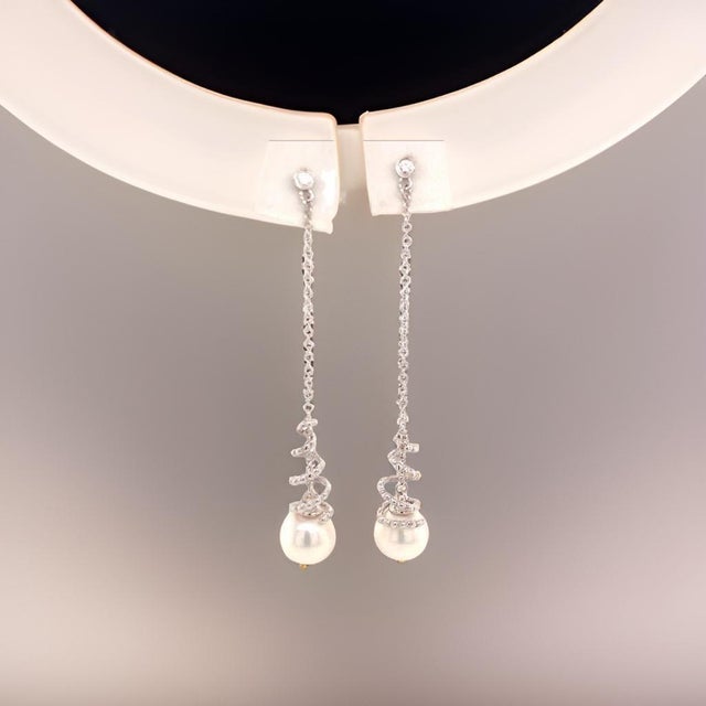 2010s Akoya Pearl Earrings 14k White Gold Certified For Sale - Image 5 of 13