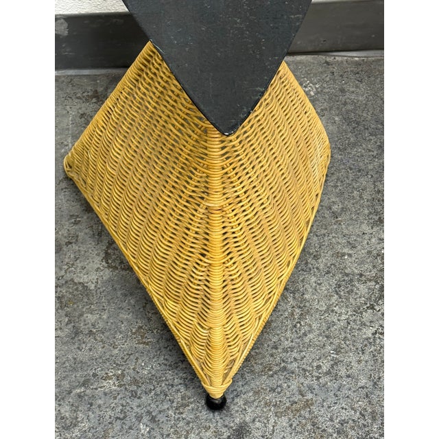 Post Modern Marble + Wicker Side Table For Sale In San Francisco - Image 6 of 12