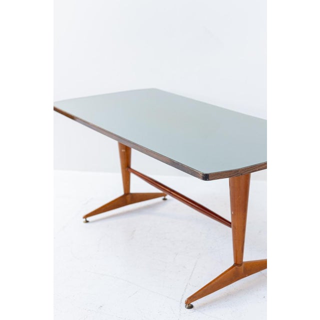 Italian Wooden Grey Glass Dining Table with Brass, 1950 For Sale - Image 14 of 16