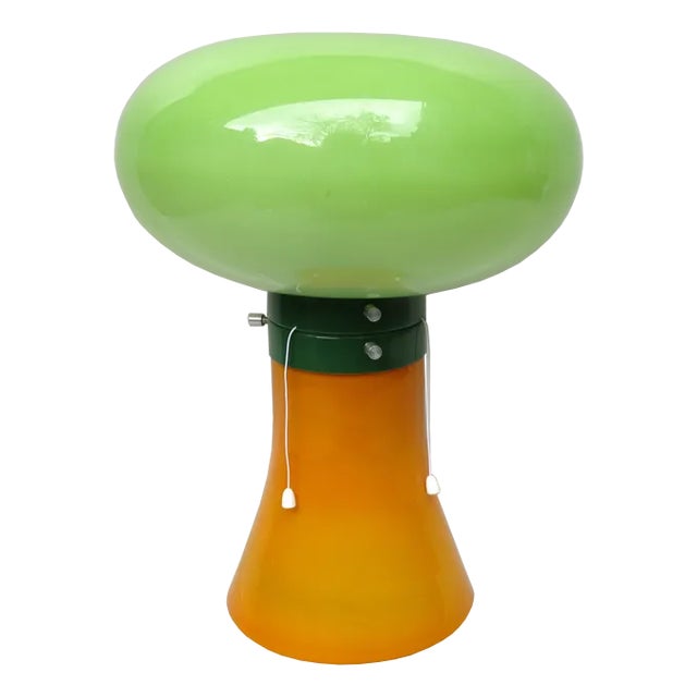 Space Age Mushroom Table Lamp in Orange & Green, 1970s For Sale