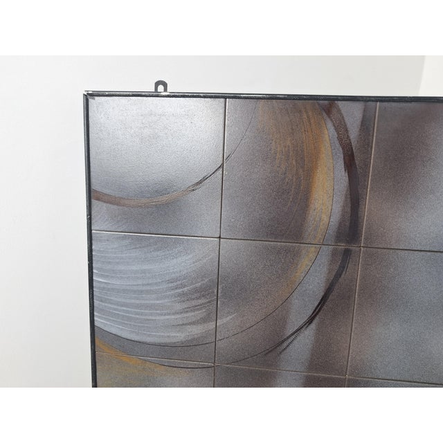 Metal Painted Ceramic Tiles Painting by Claudio Monotti for Deruta Studio, 1960s For Sale - Image 7 of 11