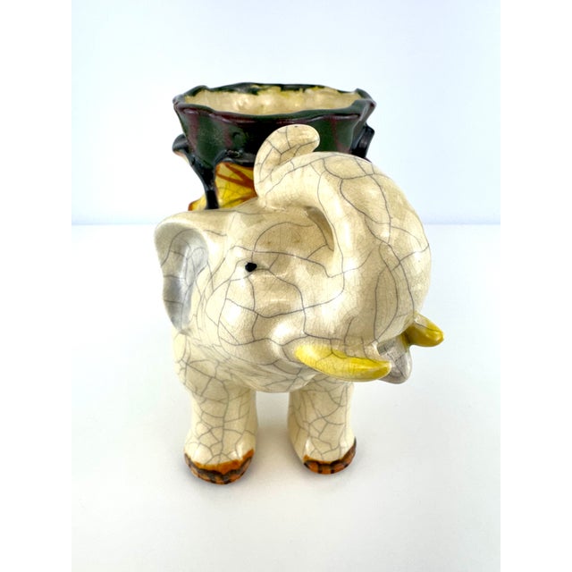 1930s Vintage 1930s Tashiro Shoten Japanese Crackle Glaze Elephant Planter For Sale - Image 5 of 13