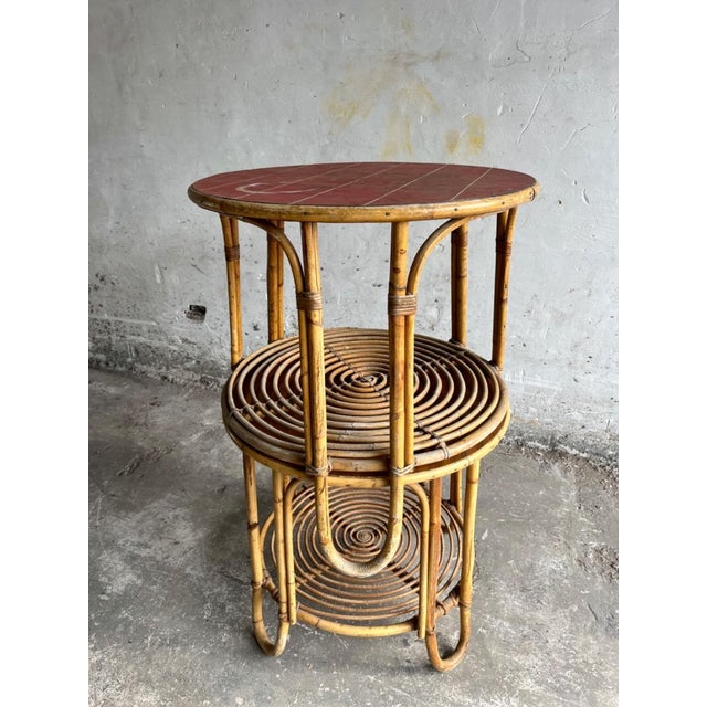 Vintage Rattan Side Tables in the style of Rohé Noordwolde, Set of 2 For Sale - Image 6 of 10