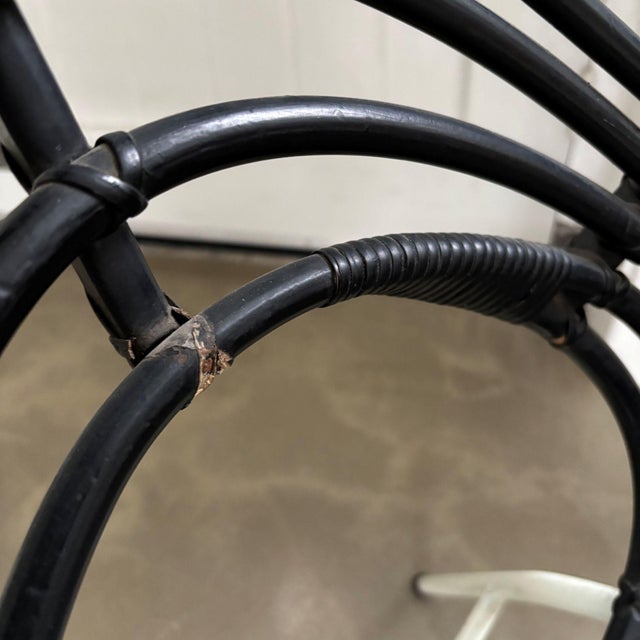 Black Blackened Rattan Lounge Chair by H. Broekhuizen for Rohé Noordwolde, the Netherlands, 1960s For Sale - Image 8 of 10