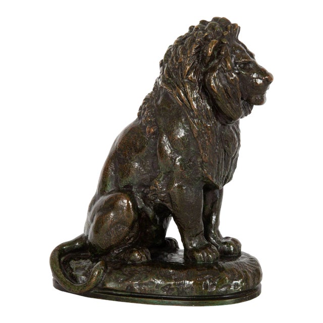 Bronze Sculpture “Lion Assis No. 2”, Antoine Louis Barye Ca. 1880 For Sale