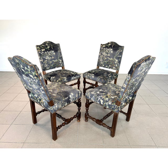 Mid 20th Century Vintage Louis XIII Style Dining Chairs – Set of 4 For Sale - Image 5 of 12