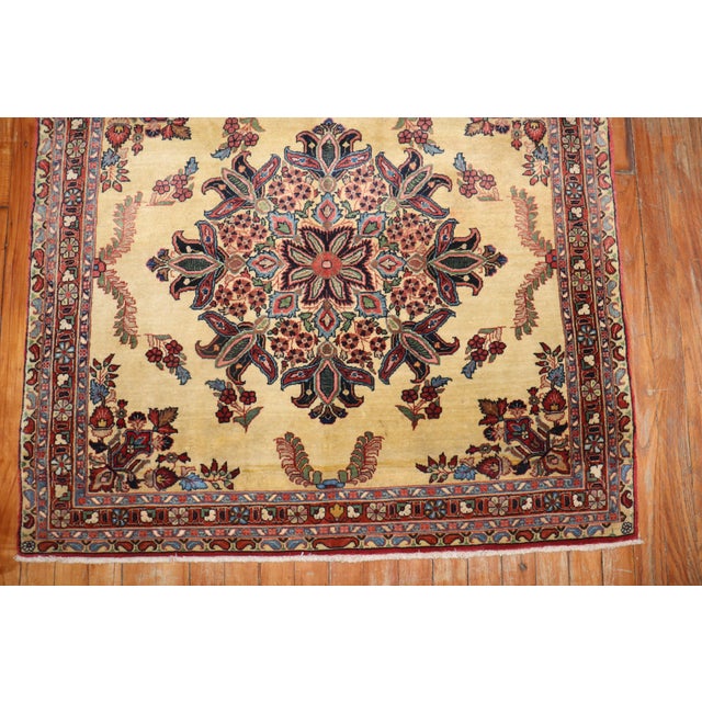 Early 20th Century Zabihi Collection Ornate Square Yellow Ground Sarouk Rug - 3'3" x 3'6" For Sale - Image 4 of 8