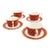 Noritake Crochet 4966 Red & Gold Bone China Tea Cups and Saucers – Set of 8 For Sale