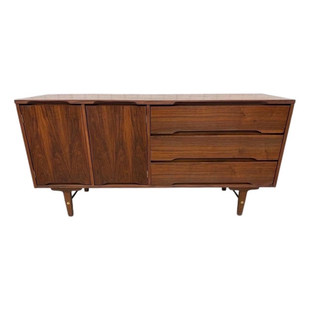 Mid-Century Modern Stanley Walnut Sideboard For Sale