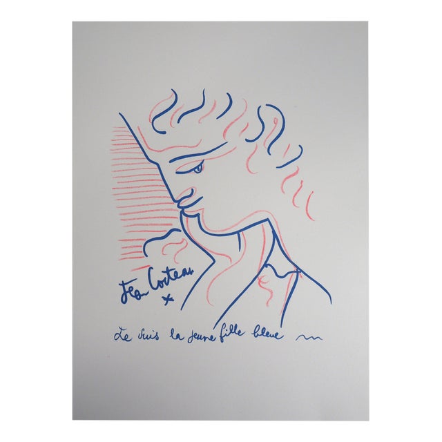 Jean Cocteau, The Young Blue Girl, Original Lithograph For Sale