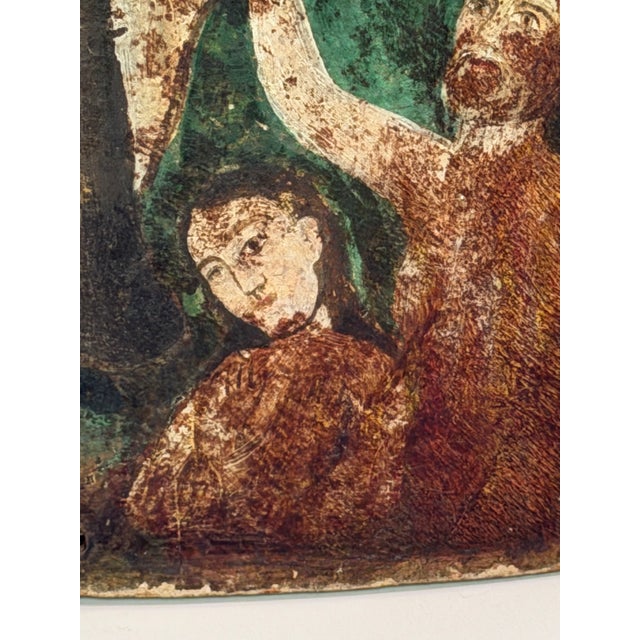 1805 Spanish Colonial Retablo of Our Lady of Mount Carmel With Souls in Purgatory – Painted Wood Devotional Panel For Sale - Image 4 of 8