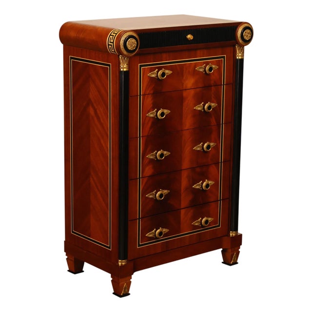 Infinity Furniture Neoclassical Style Mahogany Tall Chest For Sale