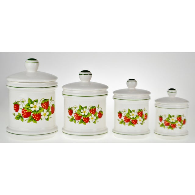 Vintage Sears Strawberry Country Kitchen Canisters - Set of 4