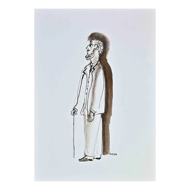 Roberto Cuccaro, Portrait of an Old Man, Original Drawing, 2000s For Sale
