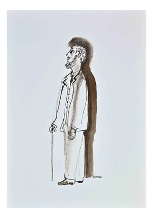 Roberto Cuccaro, Portrait of an Old Man, Original Drawing, 2000s