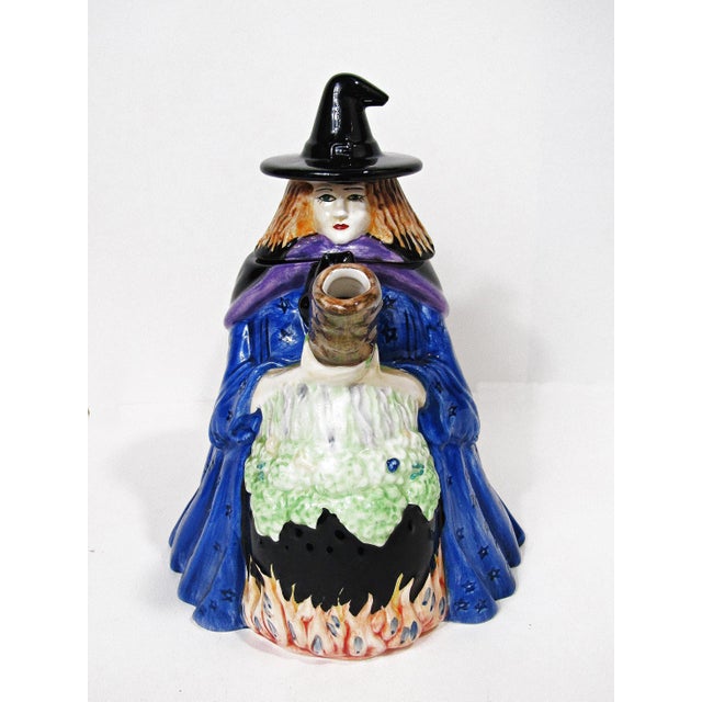 Blue 1997 Inspirado Witchy Poo Hand-Painted Halloween Teapot For Sale - Image 8 of 14