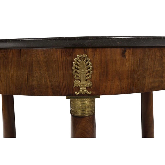French Empire Antique Burl Walnut Center Table W/ Black Marble Top Circa 1815 For Sale - Image 9 of 12