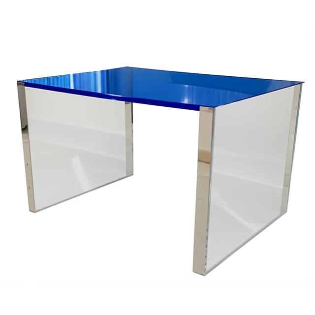 Modern Blue Acrylic Desk – A Sculptural Icon of Contemporary Design For Sale - Image 6 of 6