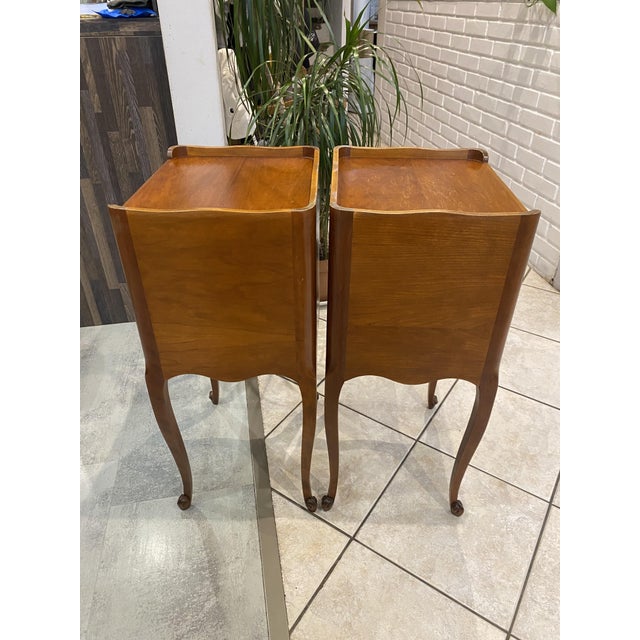 Brown Louis XV Style Bedside Tables with Drawers and Niches, 1950s, Set of 2 For Sale - Image 8 of 18