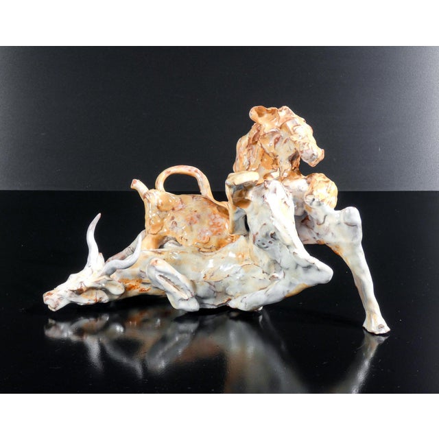 Glazed Majolica Hunting Scene Figurine For Sale - Image 7 of 18