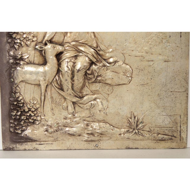 Renaissance Revival Style Silver Plated Metal Relief Plaques - A Pair For Sale - Image 10 of 13
