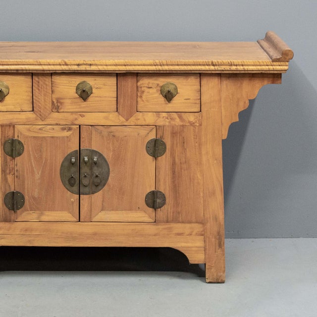 Wood Late 20th Century Chinese Elm & Mixed Hardwood Console / Sideboard For Sale - Image 7 of 14