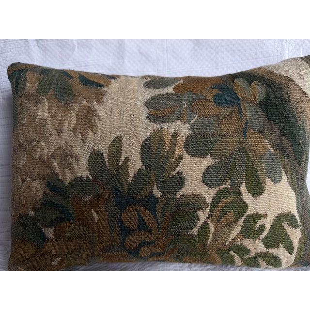 17th Century 17th Century Brussels Tapestry Pillow With Botanical Foliage Design For Sale - Image 5 of 6
