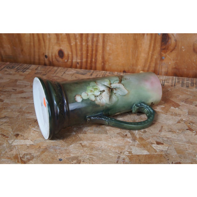 Early 20th Century Antique Delinieres & Co. French Limoges Hand Painted Wine Pitcher Tankard Grapes For Sale - Image 12 of 13