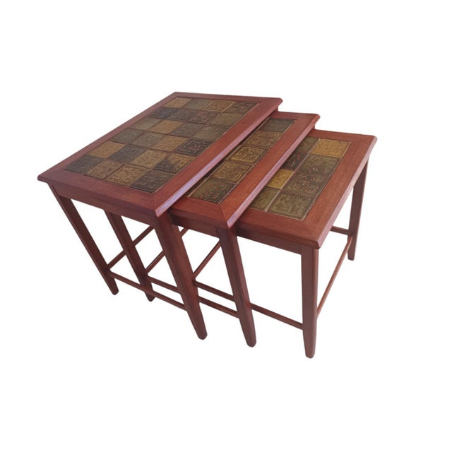 Mid-Century Danish Nesting Tables in Tiled & Teak Frame, 1970s, Set of 3 For Sale - Image 18 of 18