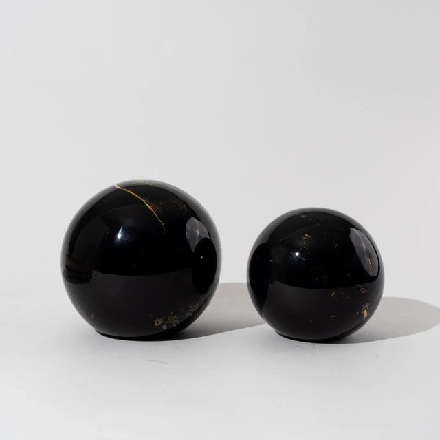 Vintage Black and Gold Ceramic Globes - a Pair For Sale - Image 12 of 12