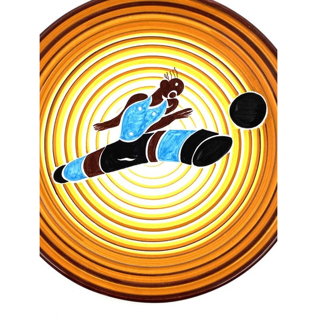 Futurist Soccer Player Plate by Dante Baldelli for Fictilia, Faenza, Italy, 1971 For Sale - Image 16 of 18