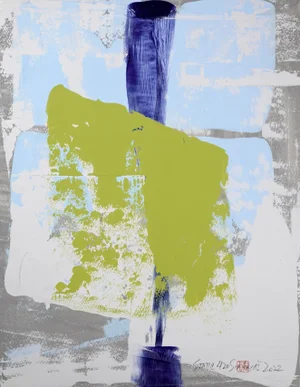 Static 420 Framed Blue/Green Modern Painting