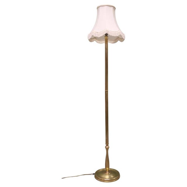 Brown Vintage Slender Column Brass Floor Lamp, 1930 For Sale - Image 8 of 8