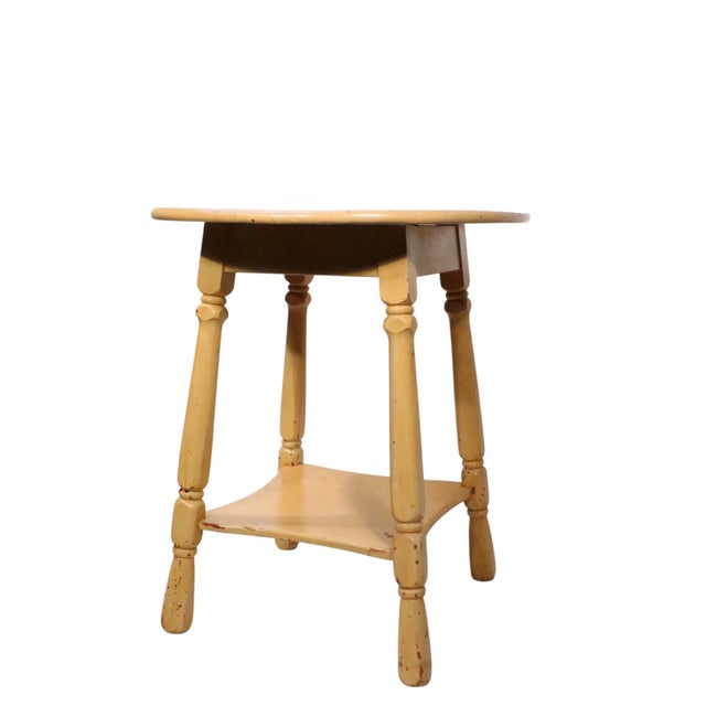 Peach Shabby Chic Rustic Farmhouse Painted Side Table Stand C. 1930/40's For Sale - Image 8 of 8