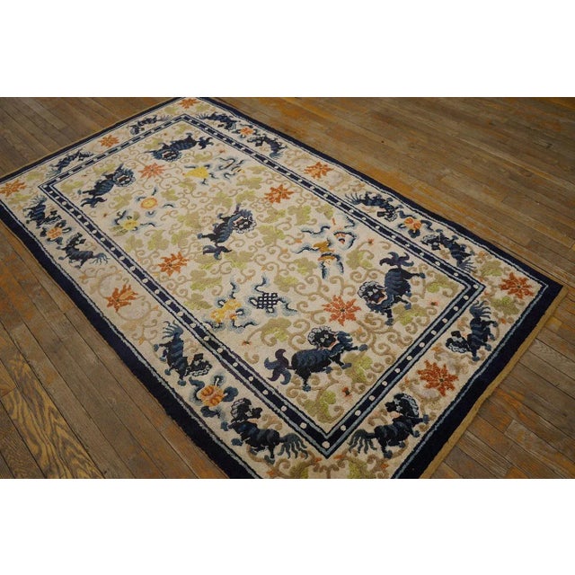 1920s Early 20th Century Chinese Silk Carpet ( 4' x 7' - 122 x 215 cm ) For Sale - Image 5 of 12