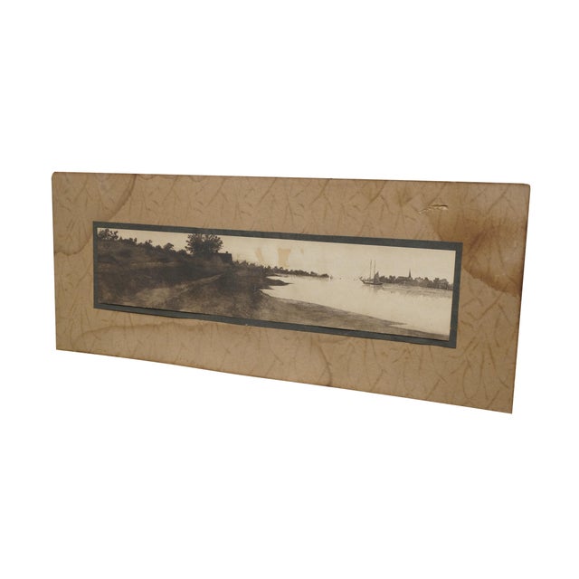 Victorian Antique John Octavius Anderson Panoramic Sailboat Village Seascape Etching 20" For Sale - Image 3 of 9