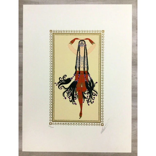 Mid Century Modern Deco Unframed Scheherezade 6 Harem Erte Signed Lithograph For Sale - Image 4 of 4