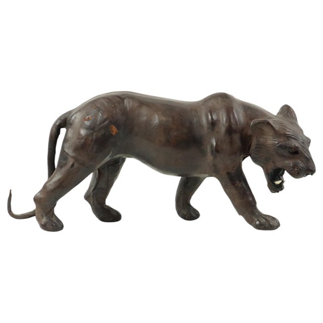 Mid-Century Leather & Papier-Mâché Panther Sculpture, 1940s For Sale - Image 12 of 12