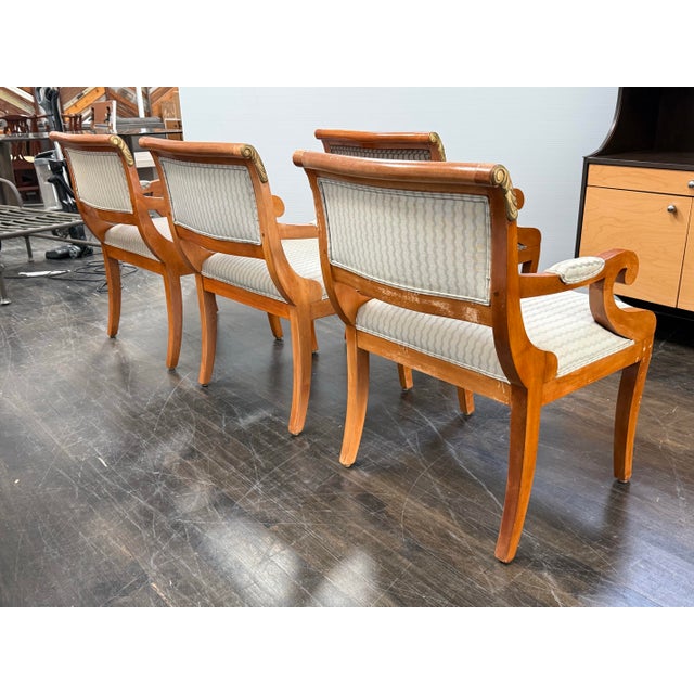 Late 20th Century Neoclassical Influenced Vintage Armchairs, Set of Four For Sale - Image 5 of 12