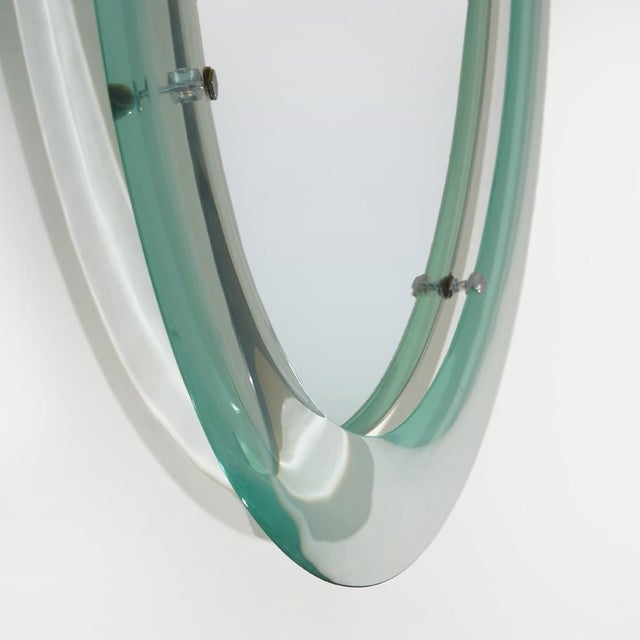 Wall Mirror with Curved Glass Frame by Metalvetro, 1970s For Sale - Image 8 of 12