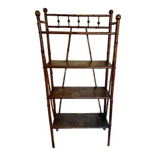 Antique Burnt Bamboo Etagere For Sale