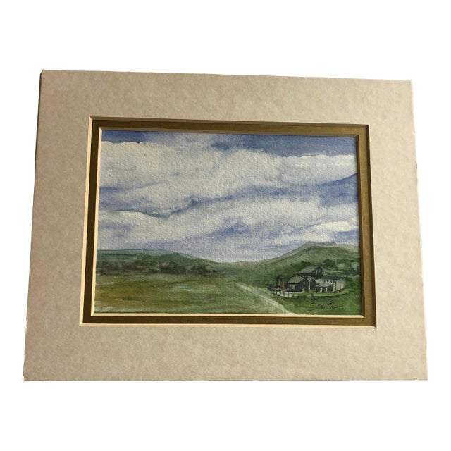 Matted Original Watercolor by Nancy Smith "Ranch" For Sale