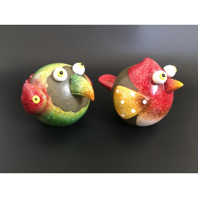 Vintage Pair Studio Art Pottery Whimsical Love Birds. Half semi-glossy glazed, half matte finish. Very nice condition,...
