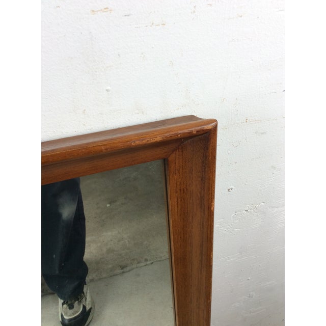 1960s Mid Century Modern Long Rectangular Wall Mirror With Walnut Frame For Sale - Image 5 of 17
