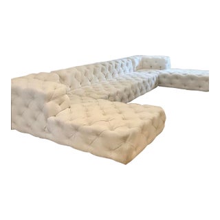 Restoration Hardware Soho Tufted U-Shaped Sectional Chaise For Sale